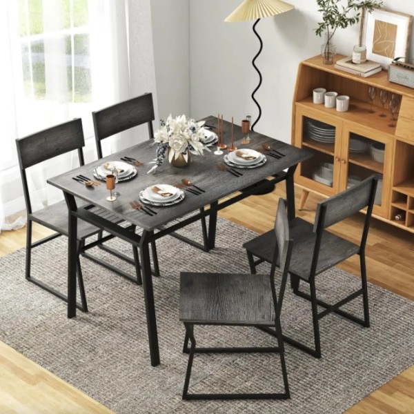 Комплект меблів Costway Merax обідній стіл з стільцями в стилі Loft сірий