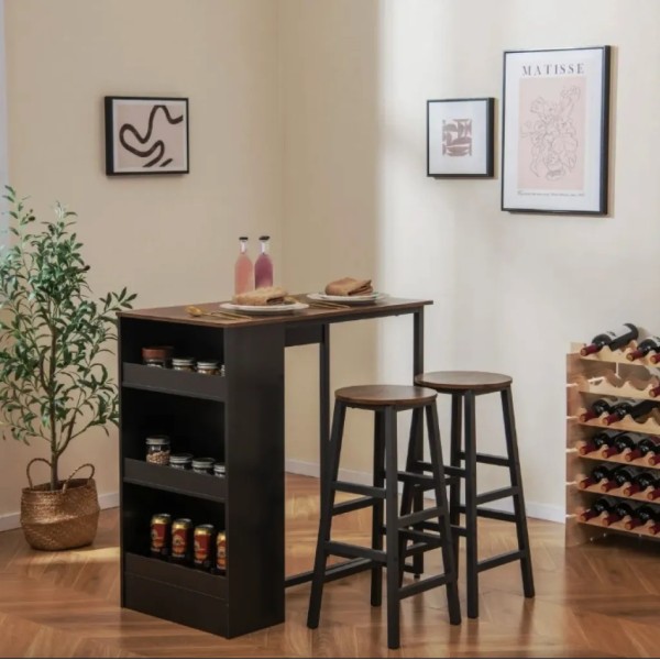 Барний стіл та 2 барні стільці Costway Picmi в стилі Loft