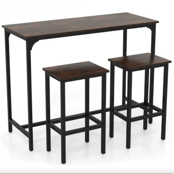 Барний стіл та 2 барні стільці Costway Hoobro в стилі Loft