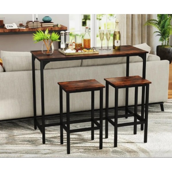 Барний стіл та 2 барні стільці Costway Hoobro в стилі Loft