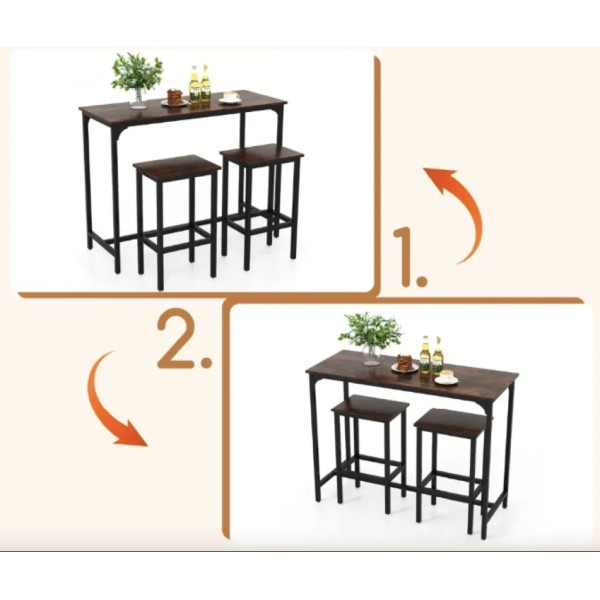 Барний стіл та 2 барні стільці Costway Hoobro в стилі Loft