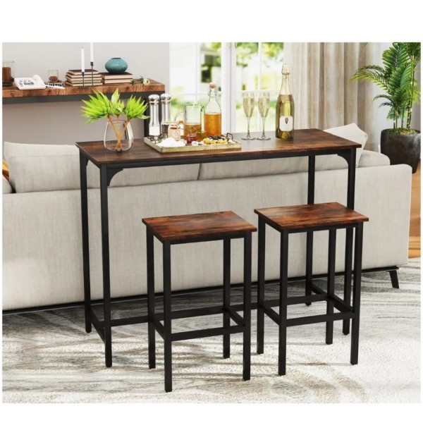Барний стіл та 2 барні стільці Costway Hoobro в стилі Loft