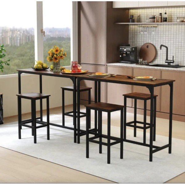 Барний стіл та 2 барні стільці Costway Hoobro в стилі Loft