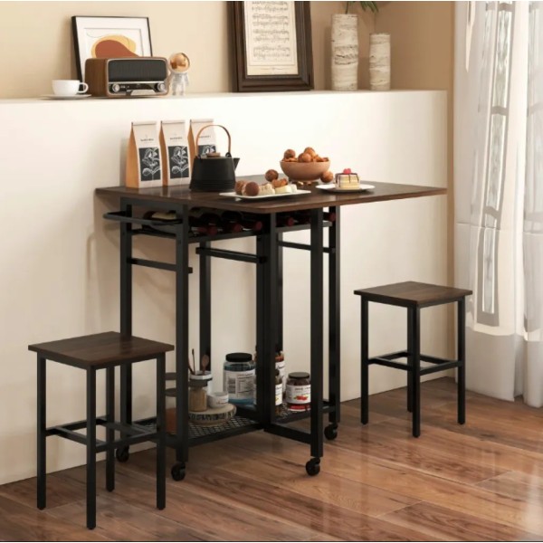 Комплект барний Costway Ravelli розкладний стіл з стільцями в стилі Loft