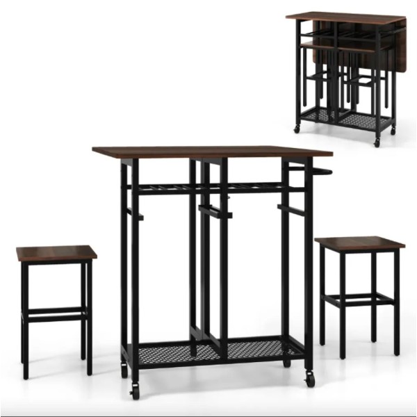 Комплект барний Costway Ravelli розкладний стіл з стільцями в стилі Loft