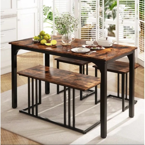 Комплект Costway Decima обідній стіл зі стільцями в стилі Loft коричневий