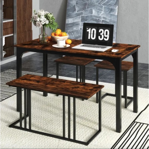 Комплект Costway Decima обідній стіл зі стільцями в стилі Loft коричневий