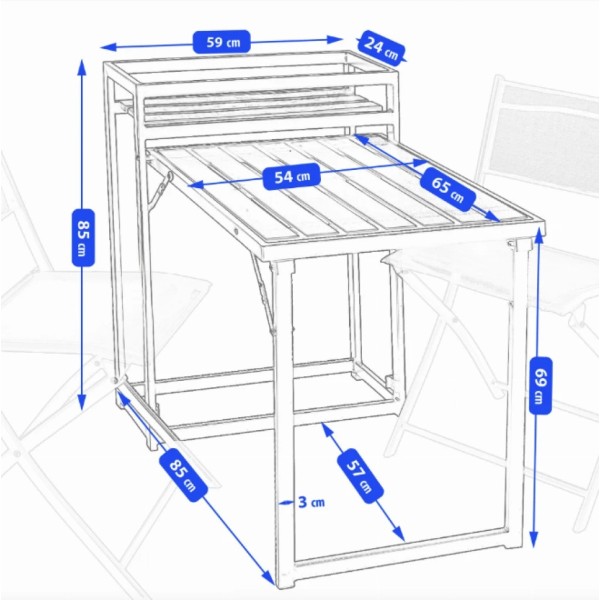 Комплект балконних меблів Jumi Kirbi з тумбою + 2 крісла