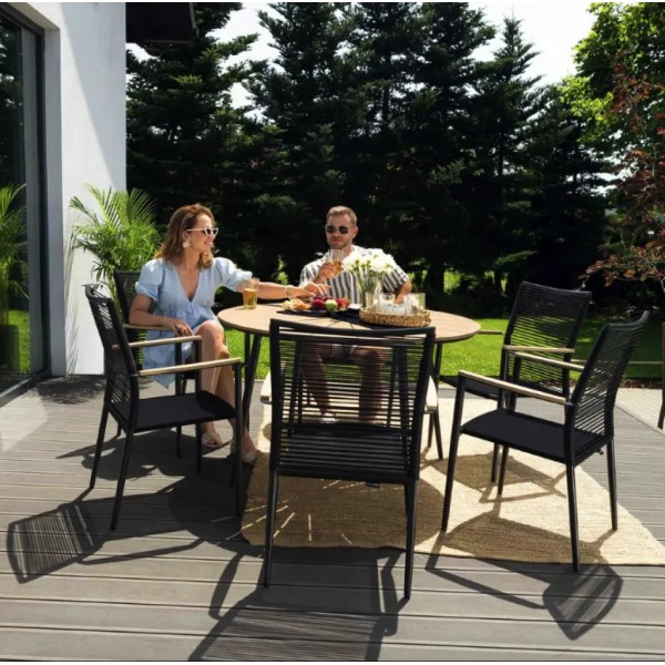 Комплект садових меблів Di Volio Acona 6+1 чорний/бежевий