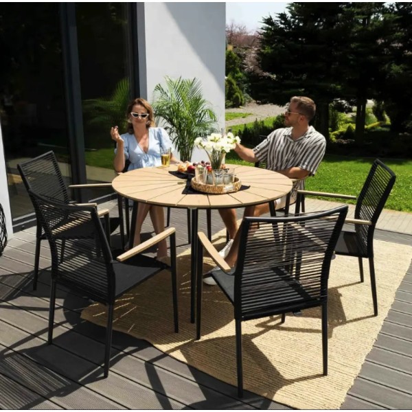 Комплект садових меблів Di Volio Acona 6+1 чорний/бежевий