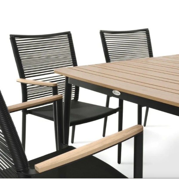 Комплект садових меблів Di Volio Breno 6+1 чорний/бежевий