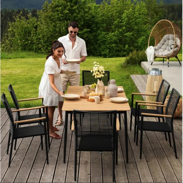 Комплект садових меблів Di Volio Breno 6+1 чорний/бежевий