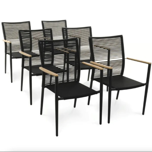 Комплект садових меблів Di Volio Breno 6+1 чорний/бежевий