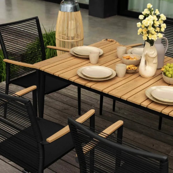 Комплект садових меблів Di Volio Breno 6+1 чорний/бежевий