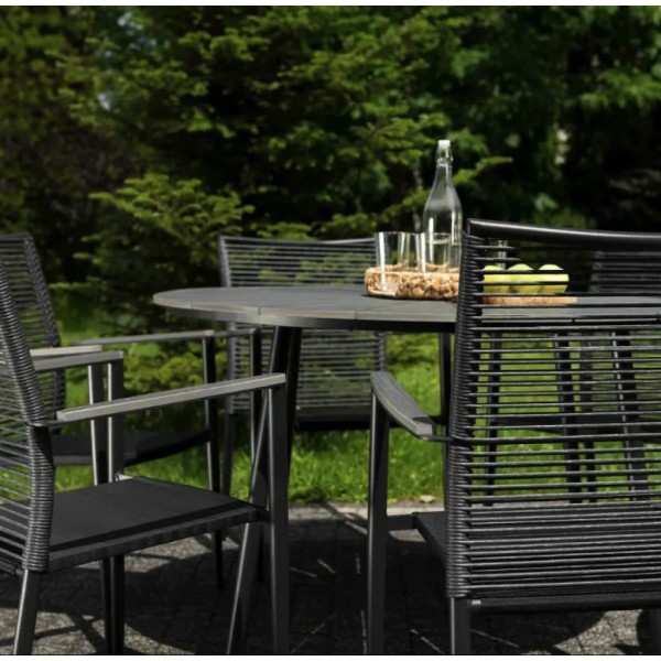 Комплект садових меблів Di Volio Arona 6+1 чорний/сірий