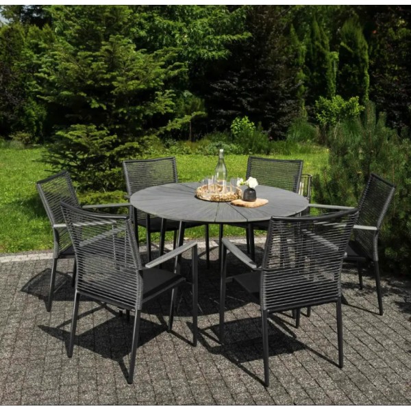 Комплект садових меблів Di Volio Arona 6+1 чорний/сірий