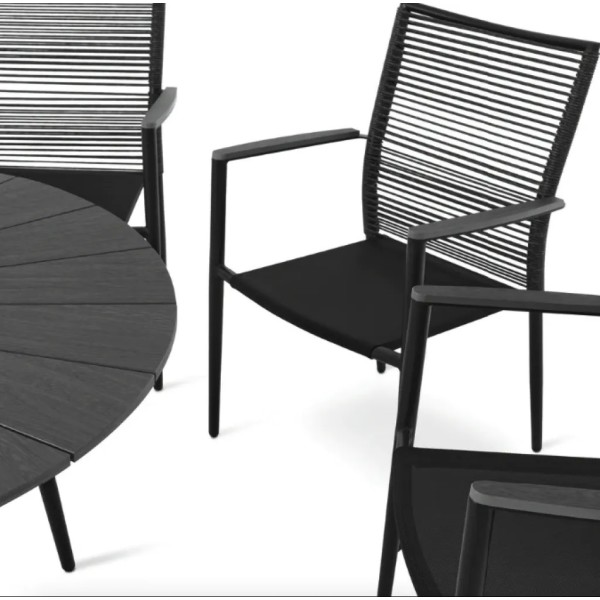 Комплект садових меблів Di Volio Arona 6+1 чорний/сірий