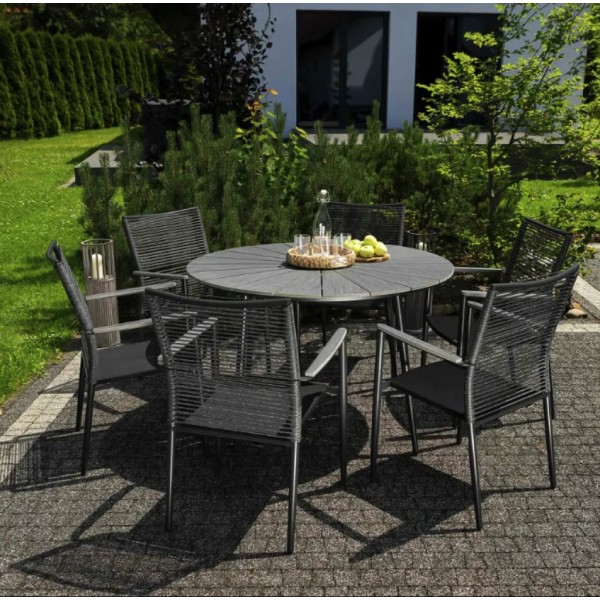 Комплект садових меблів Di Volio Arona 6+1 чорний/сірий