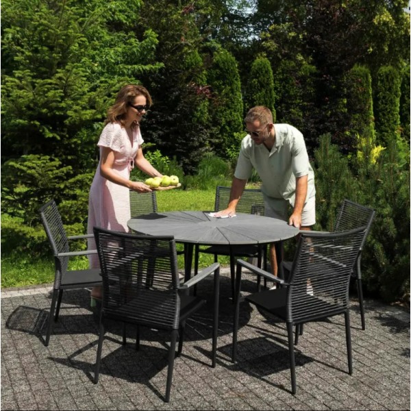 Комплект садових меблів Di Volio Arona 6+1 чорний/сірий