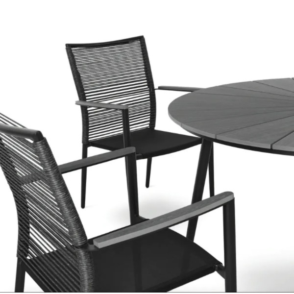 Комплект садових меблів Di Volio Arona 6+1 чорний/сірий