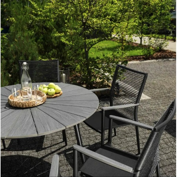 Комплект садових меблів Di Volio Arona 6+1 чорний/сірий