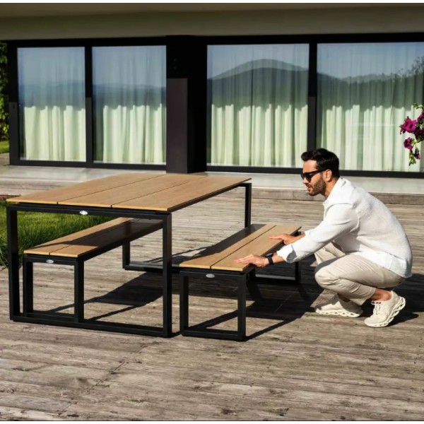 Набір садових меблів Di Volio Trento стіл + 2 лавки бежевий