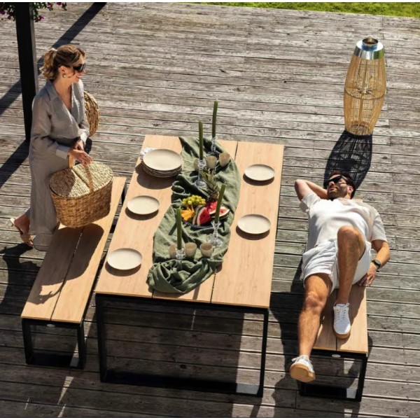 Набір садових меблів Di Volio Trento стіл + 2 лавки бежевий