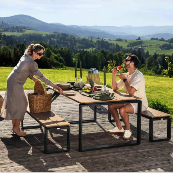 Набір садових меблів Di Volio Trento стіл + 2 лавки бежевий