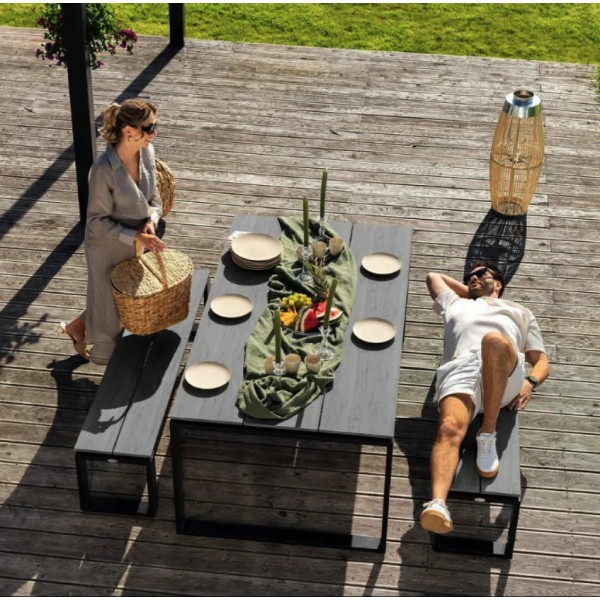 Набір садових меблів Di Volio Trento стіл + 2 лавки сірий