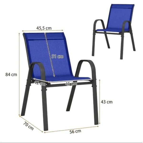 Комплект садових стільців Costway Patio з підлокітниками синій