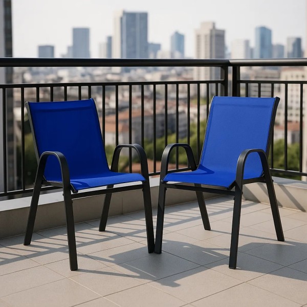 Комплект садових стільців Costway Patio з підлокітниками синій