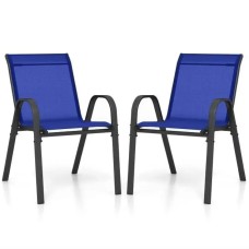 Комплект садових стільців Costway Patio з підлокітниками синій