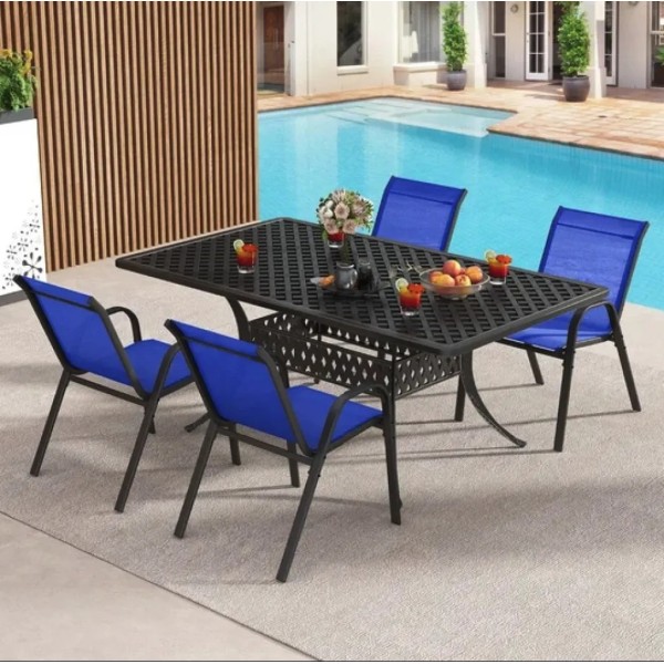 Комплект садових стільців Costway Patio з підлокітниками синій