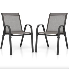 Комплект садових стільців Costway Patio з підлокітниками сірий