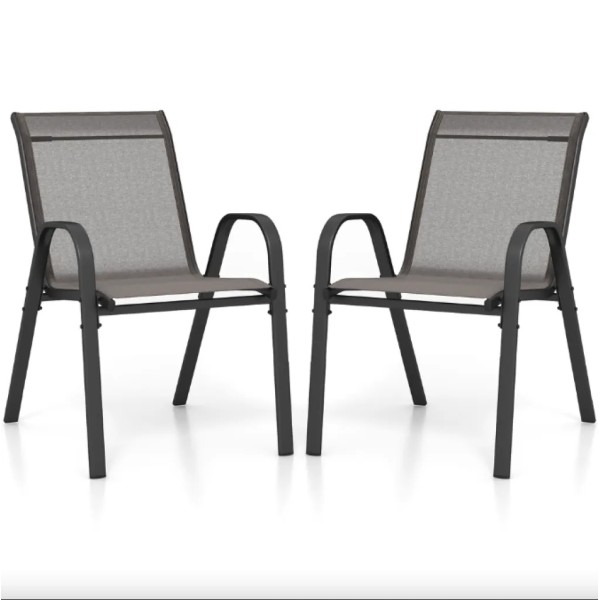Комплект садових стільців Costway Patio з підлокітниками сірий