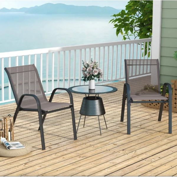 Комплект садових стільців Costway Patio з підлокітниками сірий