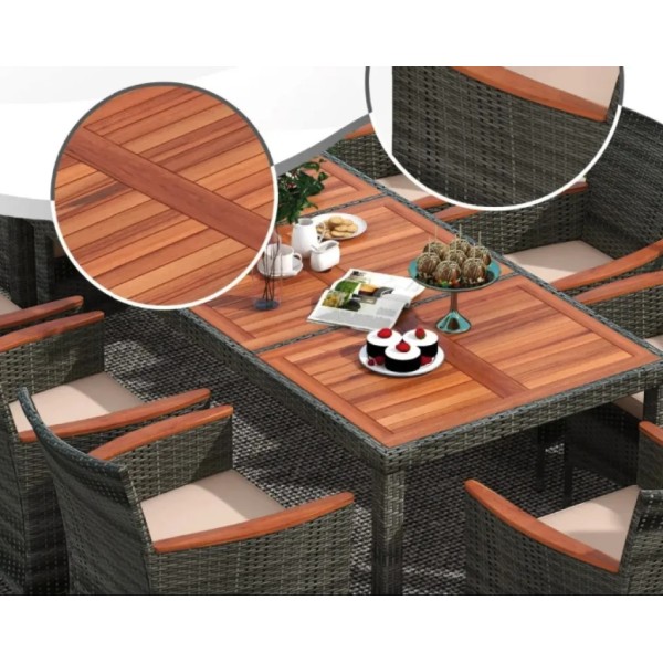 Комплект садових меблів Costway Viccos 8+1 Сірий/бежевий