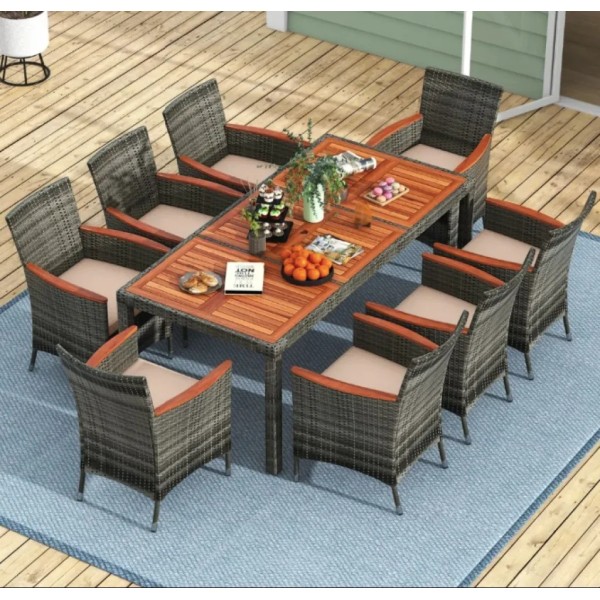 Комплект садових меблів Costway Viccos 8+1 Сірий/бежевий