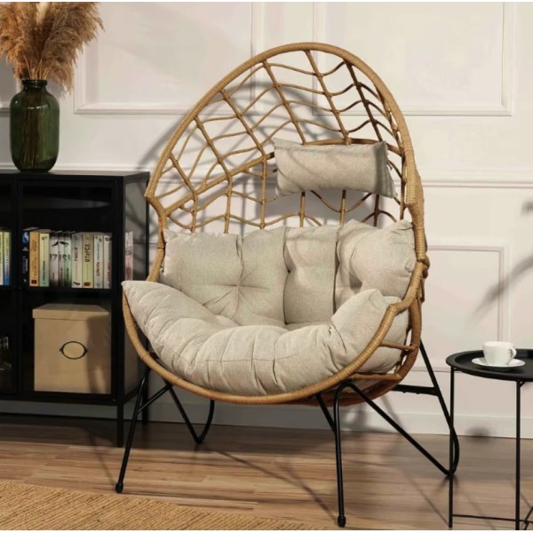 Крісло-кокон ротангове Di Volio Alcamo для відпочинку бежевий