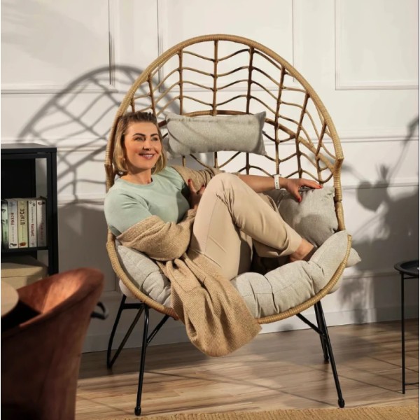 Крісло-кокон ротангове Di Volio Alcamo для відпочинку бежевий