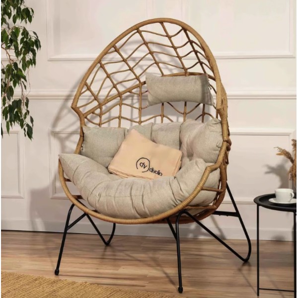 Крісло-кокон ротангове Di Volio Alcamo для відпочинку бежевий
