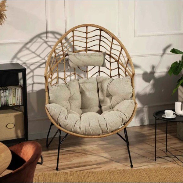 Крісло-кокон ротангове Di Volio Alcamo для відпочинку бежевий