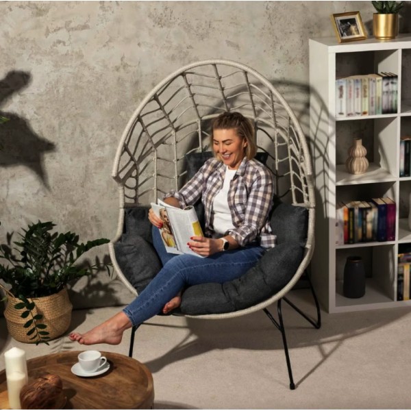 Крісло-кокон ротангове Di Volio Alcamo для відпочинку сірий