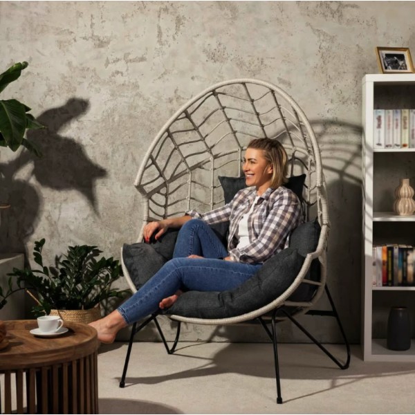 Крісло-кокон ротангове Di Volio Alcamo для відпочинку сірий