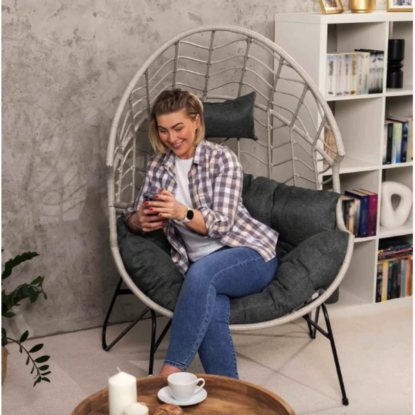 Крісло-кокон ротангове Di Volio Alcamo для відпочинку сірий