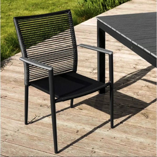 Садове крісло Di Volio Asti сірий/чорний