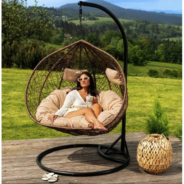 Підвісне крісло-кокон Di Volio Foggio двомісне коричневе