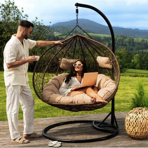 Підвісне крісло-кокон Di Volio Foggio двомісне коричневе