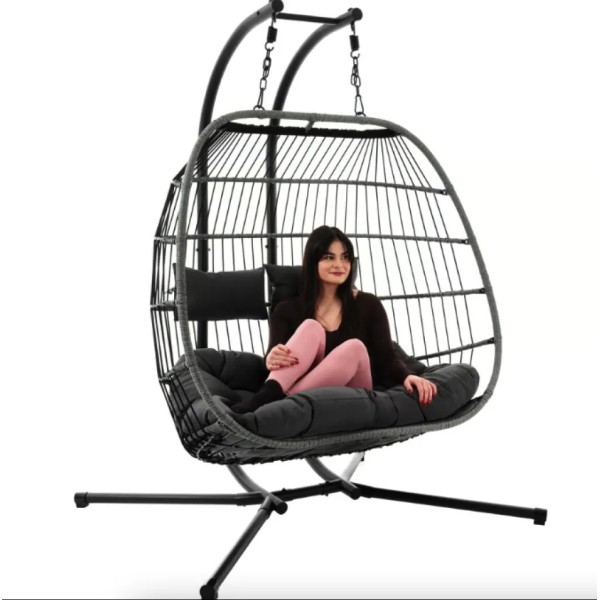 Підвісне крісло-кокон Di Volio Rona двомісне графітове