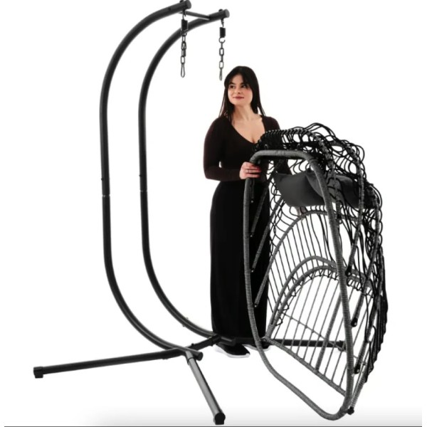 Підвісне крісло-кокон Di Volio Rona двомісне графітове